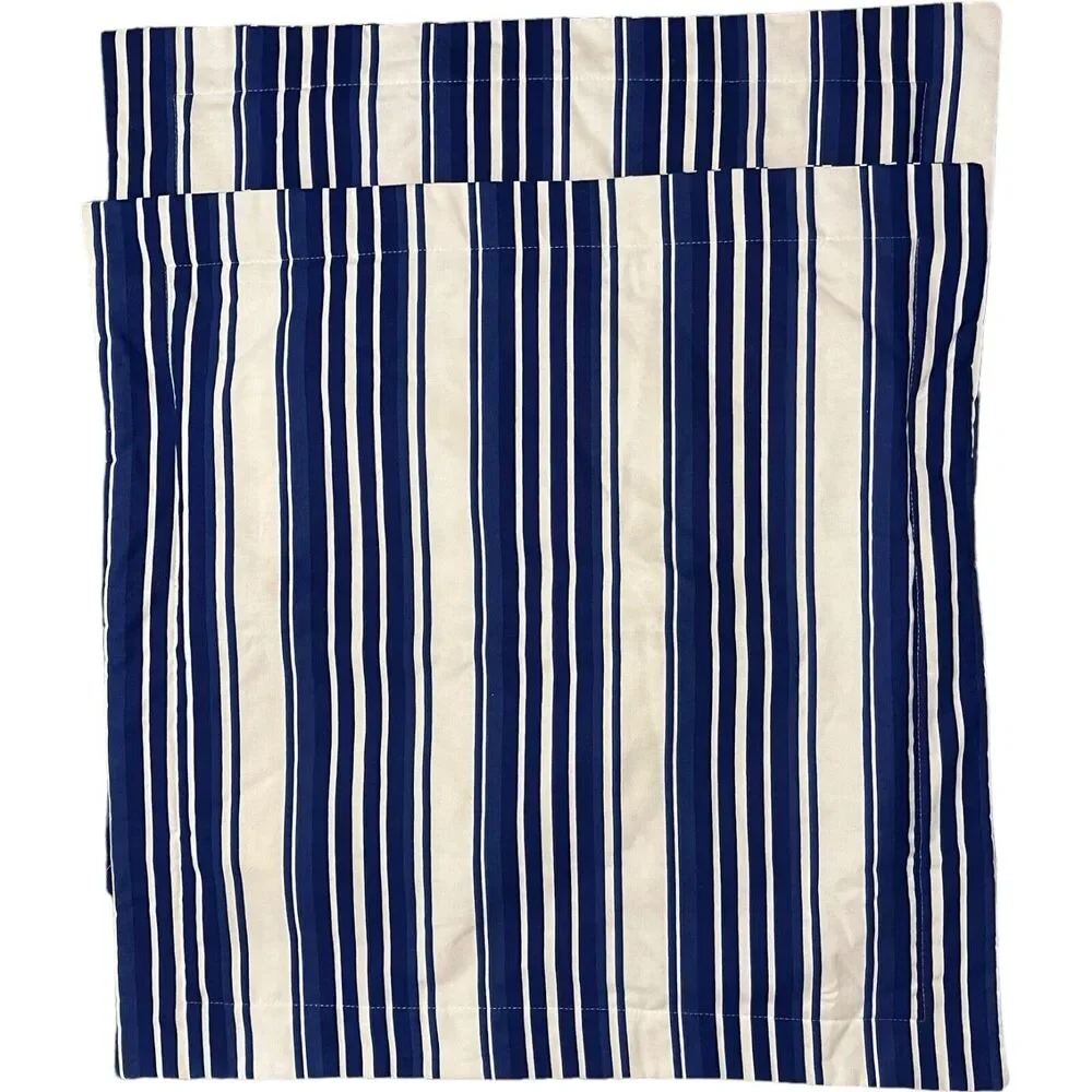 Thomasville Cayman II Blue White Stripe Euro Shams 26 X 26 Envelope Closure